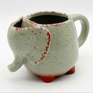 Elephant Speckled Green Ceramic 10 Oz Coffee Tea Mug Cup Tea Bag Holder